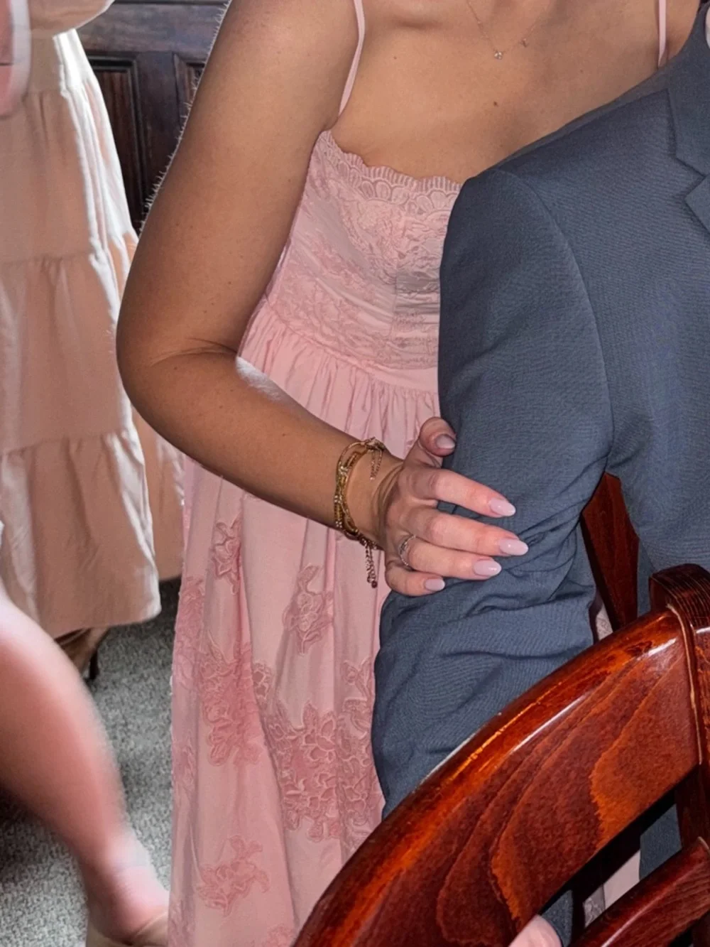 House of CB CHLOE Pink Cotton Broderie Anglais Lace Midi Sundress - Picture 7 of 9